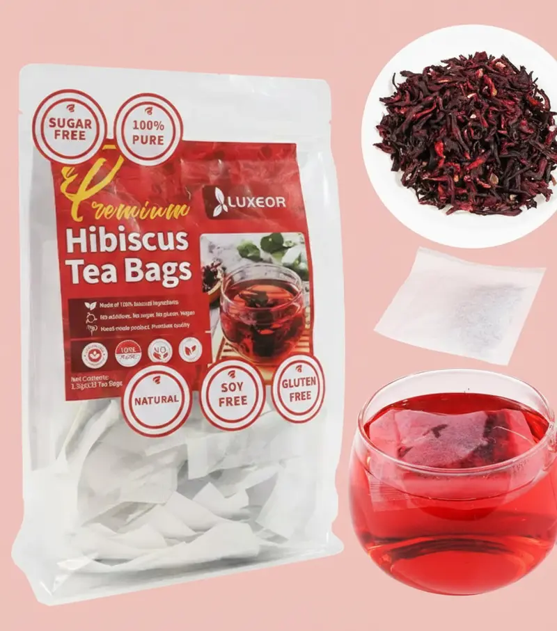 120 Hibiscus Tea Bags | 100% Pure Hibiscus Flower | Sugar-Free, Caffeine-Free Herbal Tea | Double Chamber, Individually Wrapped Bags| Rich in Natural Goodness and Flavor