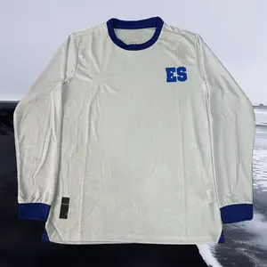 2025 El Salvador National Team Away White Long Sleeve Soccer Jersey Fans Version Breathable