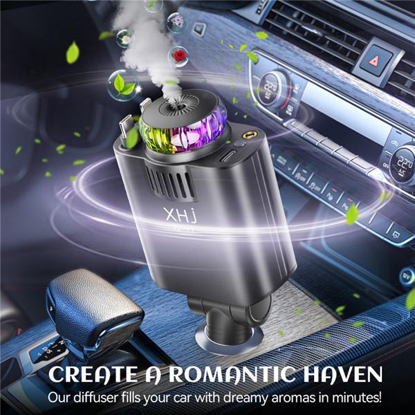 2025 5-in-1 Smart Car  & Aroma Diffuser – Starry Sky Mood Light, Auto-Sensing Fast Charging, Retractable Cable, 3 Signature Scents – The Ultimate Car Upgrade & Gift for Men Starlight USB Charger