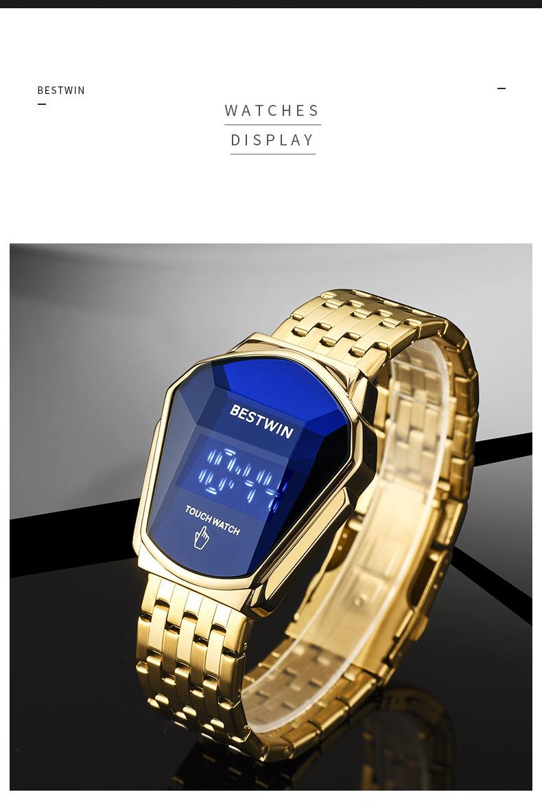 【SpringStatements】Touchscreen Racing Sport watch Luxury Mens Racing Sport ​Iridescent diamond-shaped mirror surfacet WatchMultifunction Chronograph  Stainless Stee! Casual Business Stvle Perfect Giftfor Him fashionable wristwatch time display