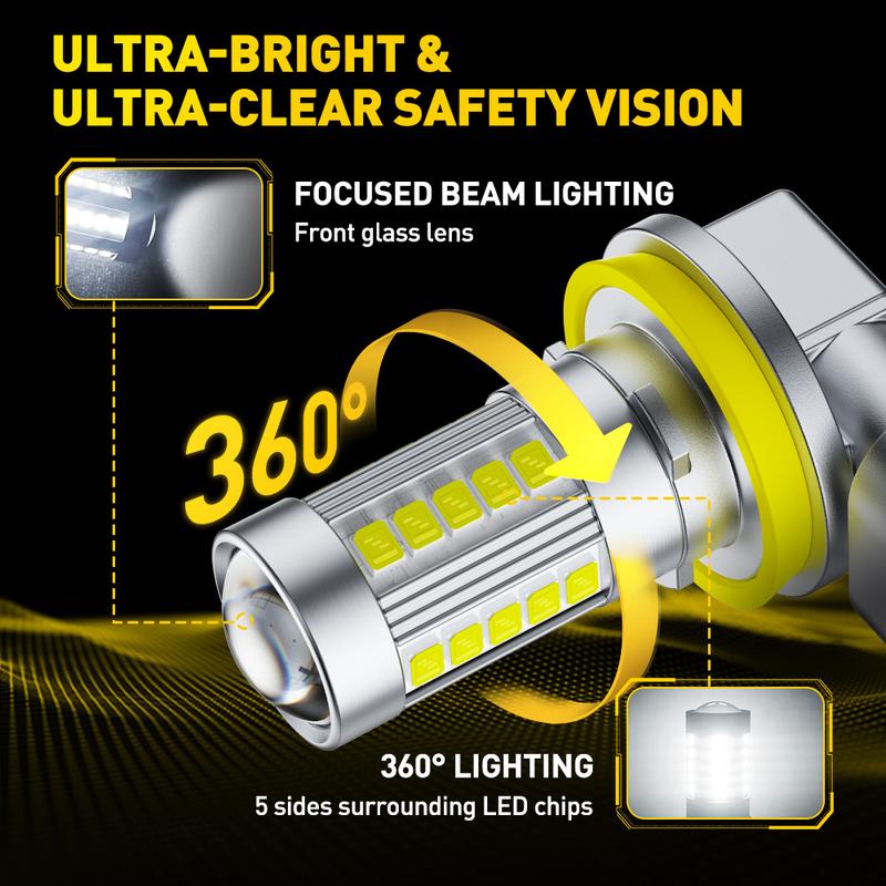 LED Fog Light Bulbs H8 H16 H11 H10 9006 Fog Light Bulb White Golden Yellow 6500K High Power DRL Lamps