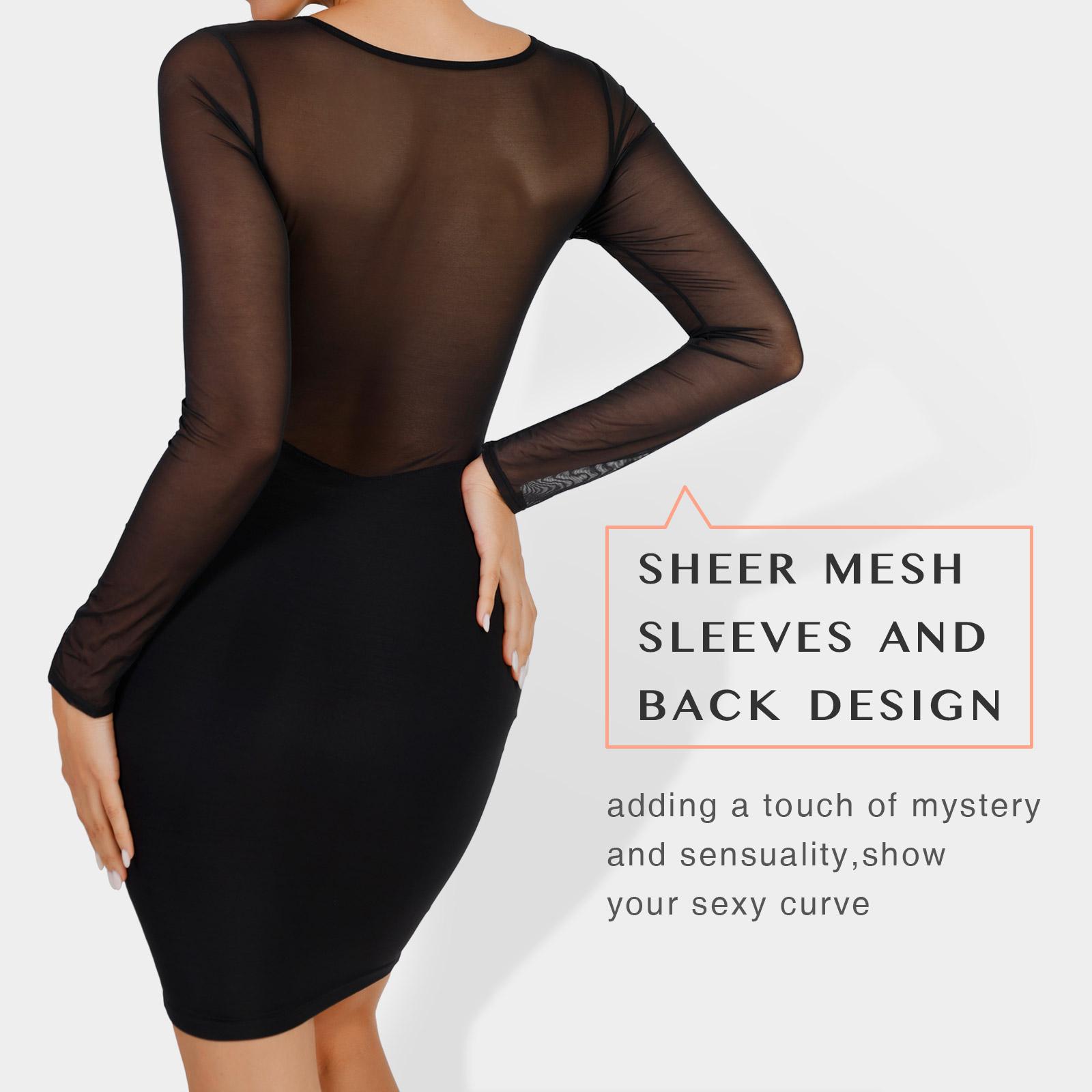 FeelinGirl Mesh Long Sleeve Shapewear Bodysuit Soft Womenswear Breathable Valentine's Day Fabric Simple Springtok