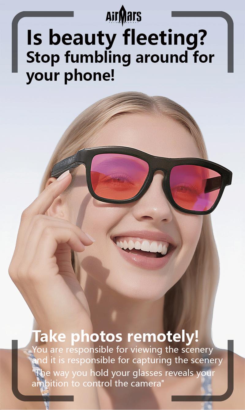 Airmars GV90AI Smart AI Translation Glasses with Bluetooth Headphones, Sliding Dimming & Color Changing Lenses, UV Protection, One-Touch Multi-function Control, Easy-to-Use Wearable