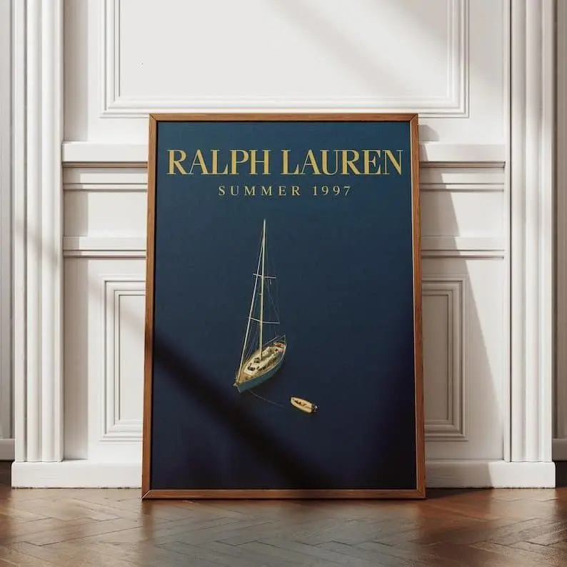 Unframed Luxury Sailboat Photo Print - Eco-Friendly Luster Paper Art, Fade-Resistant Vivid Nautical Art, Old Money Marine Poster, Coastal Navy House Decor for Living Room, Kid Room Beach Painting Home Inspo