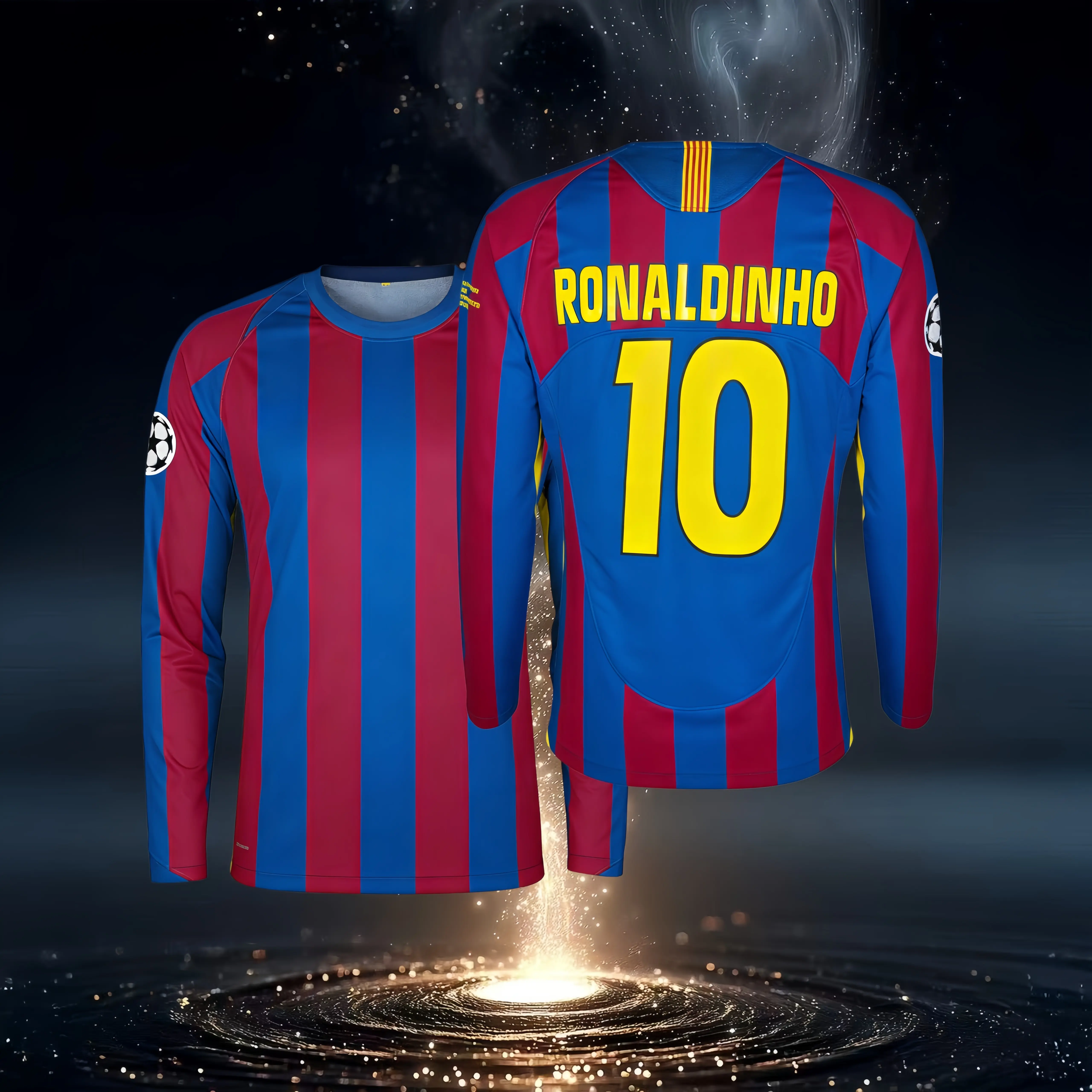 2006 Home Long Sleeve Soccer Jersey 10# Ronaldinho Football Jersey Fans Version