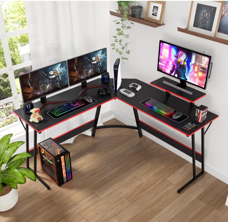 BestOffice L Shaped Desk Corner Gaming Desk Computer Desk with Large Desktop Studying and Working and Gaming for Home and Work Place,White Dual Monitor Stand Adjustable Height Table BestOffice L Shaped Desk Corner Gaming Desk Computer Desk with Large Desktop Studying and Working and Gaming for Home and Work Place,White Dual Monitor Stand Adjustable Height Table