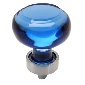 Cosmas 6355SN-BL Satin Nickel & Blue Glass Round Cabinet Knob