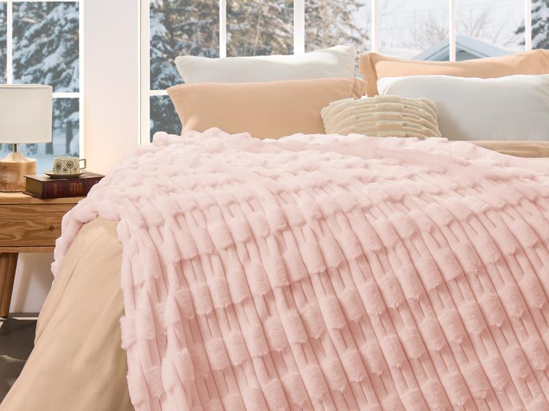 BEDELITE Faux Fur Throw Blanket for Couch -Super Soft & Warm Plush Striped Blanket for Sofa and Room Decor, Luxury Cozy Plush Fluffy Winter Blanket Gifts for Women Men Mom Dad Valentine's Day gift