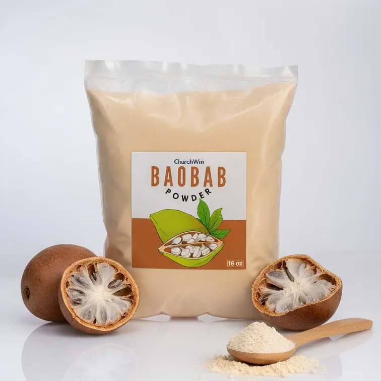CW CHURCHWIN Organic Baobab Fruit Powder - 16 oz All Natural Vegan Supplement, Sugar Free, Dairy Free, Vitamin C, Fiber, Antioxidant, Blood Pressure Support, Immunity Boost for Smoothies, All Natural Supplement, Blood Pressure Control