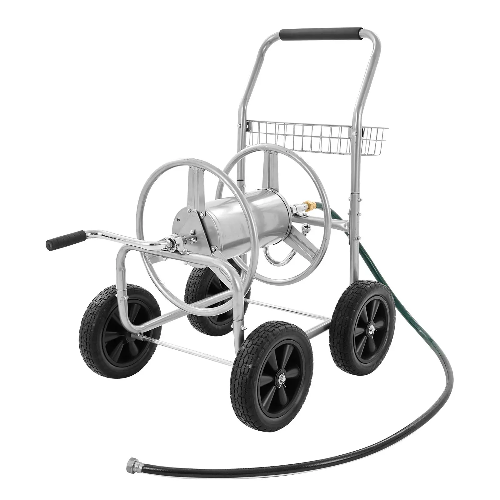 【SummerFinds】VEVOR Hose Reel Cart for Garden Watering with Storage Basket, Mobile Tools and 4 Wheels, Heavy Duty Powder-coated Steel, 300 ft Capacity