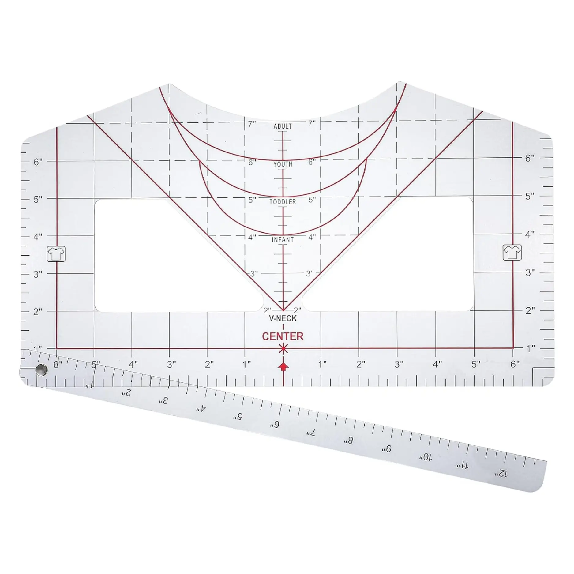 Transparent T-Shirt Ruler Guide - Precise Marking Tool for Vinyl Alignment, Heat Press HTV Centering, Sewing & Craft Supplies