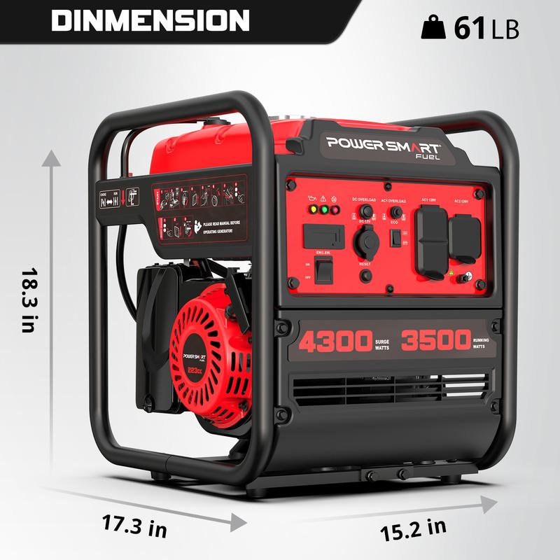 PowerSmart 4300-4500Watt Portable Inverter Generator, Gas Powered, Hurricane season, Lightweight and Emergency Backup, Camping, EPA Compliant(DB5041 DL5040 DB5041C)