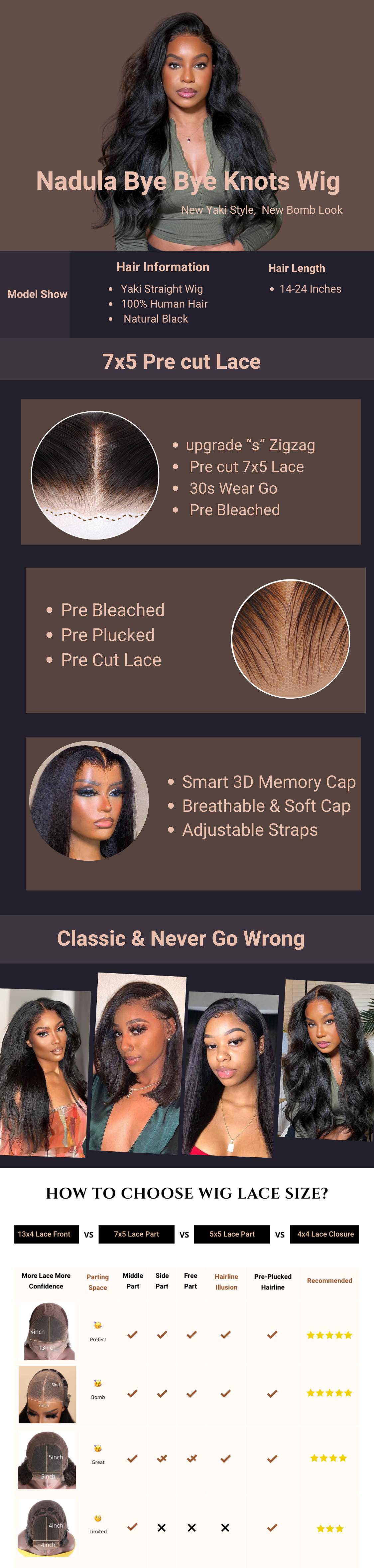 Nadula Ameera Same ByeBye Knots Air Wig HD lace 180% density 7x5 Yaki Straight Glueless Deep Part Lace Beginners Wig TikTokShopStockUp