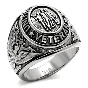 Eternal Sparkles Men’s Patriotic Veteran Military Statement Ring – Stainless Steel Veterans Ring (3 Styles)