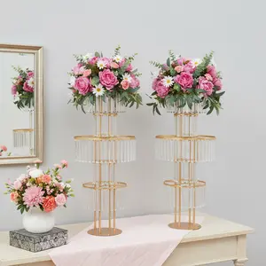 Clear Acrylic 5 Tier Flower Stand 2Pcs for Wedding Birthday Party Centerpiece Display