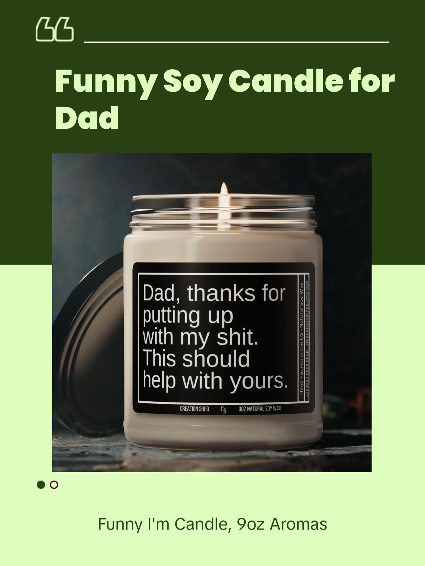 Fathers Day Gift, Funny Gift for Dad, Candle for Dad, Gag Gifts for Dad, Father's Day Gift from Daughter Son, Bonus Dad Gifts for Husband
