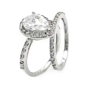 Starlette Juliet Ring | 2 Carat Pear Cut Center Stone | Plated in Rhodium | Simulated Diamond Engagement Ring