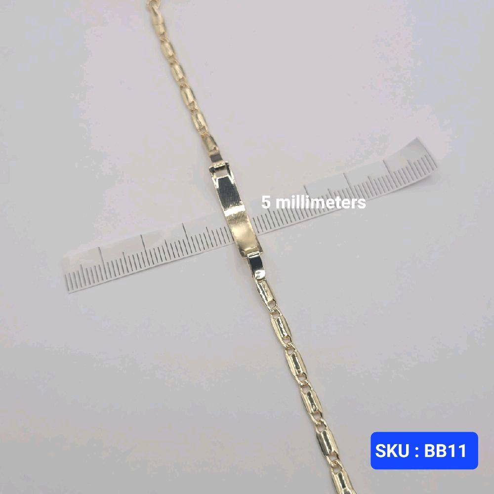 Bracelet for Babies & Small Kids Chain 6 Inches 5mm Plate 3mm Laminated Gold No Engraving Comfortable Fit Daily Wear Jewelry