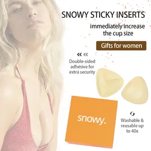 Snowy Sticky Push Up Inserts Instant Boost Double - Sided Adhesive Bra Cup for Women Supports Up to 2 Cup Sizes Reusable Sweat & Water Resistant Outfit Feminine