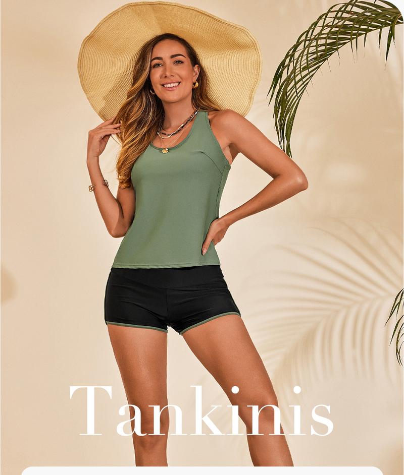 Aleumdr Womens Athletic 3 Piece Tankini Swimsuits with Shorts Swim Tank Tops with Sports Bra and Boyshorts Bathing Suits Sport Swimming Clothing Beach