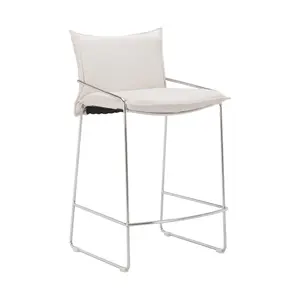 Pola Counter Stool White | Modern Chrome & Steel Architectural Seating