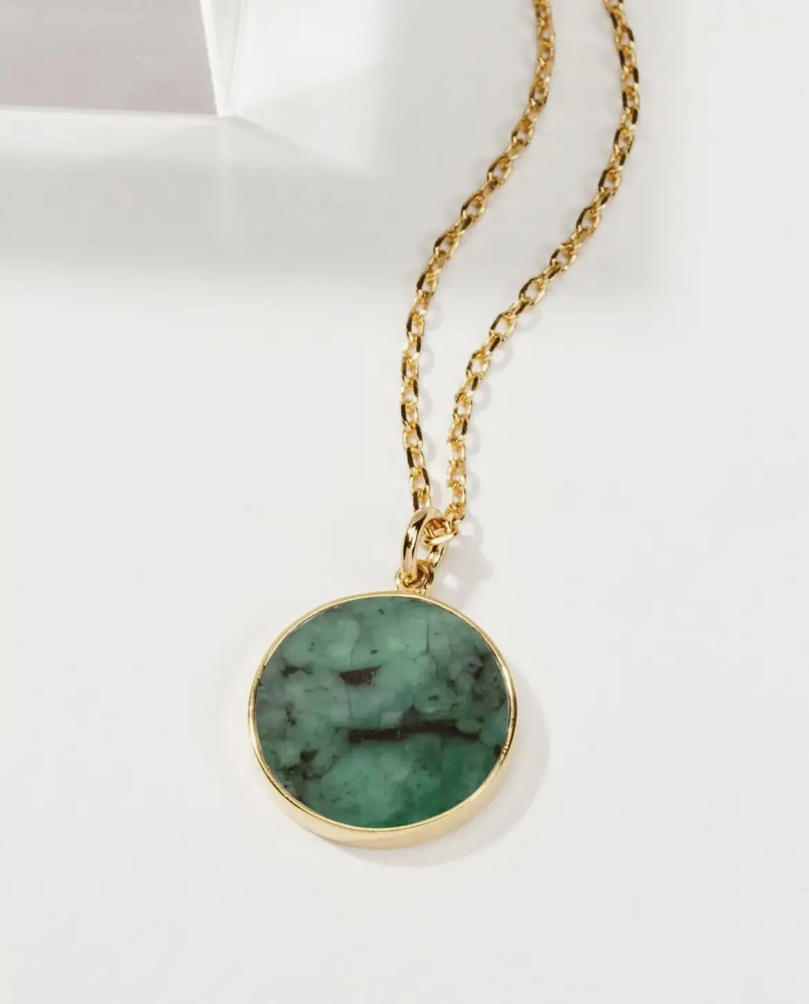 Natural Emerald 18kt Gold Plated Non Tarnish Necklace