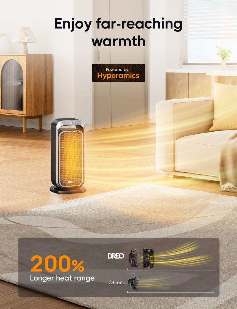 Dreo Space Heaters for Indoor, Portable Electric Heater for Home with Thermostat, 1-12H Timer, Eco Mode and Fan Mode, 1500W PTC Ceramic Fast Safety Energy Efficient Heater for Office Bedroom, Silver Dreo Space Heaters for Indoor, Portable Electric Heater for Home with Thermostat, 1-12H Timer, Eco Mode and Fan Mode, 1500W PTC Ceramic Fast Safety Energy Efficient Heater for Office Bedroom, Silver