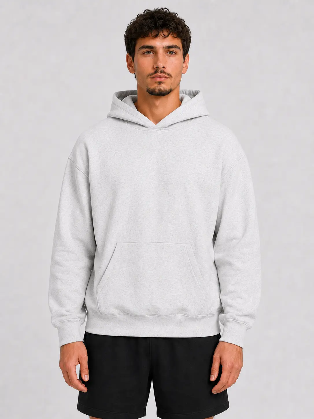 Unisex Pullover Gray Hoodie, Heavyweight Soft Brushed Fleece Long Sleeve Relaxed Fit Casual Streetwear Loungewear Basic Top