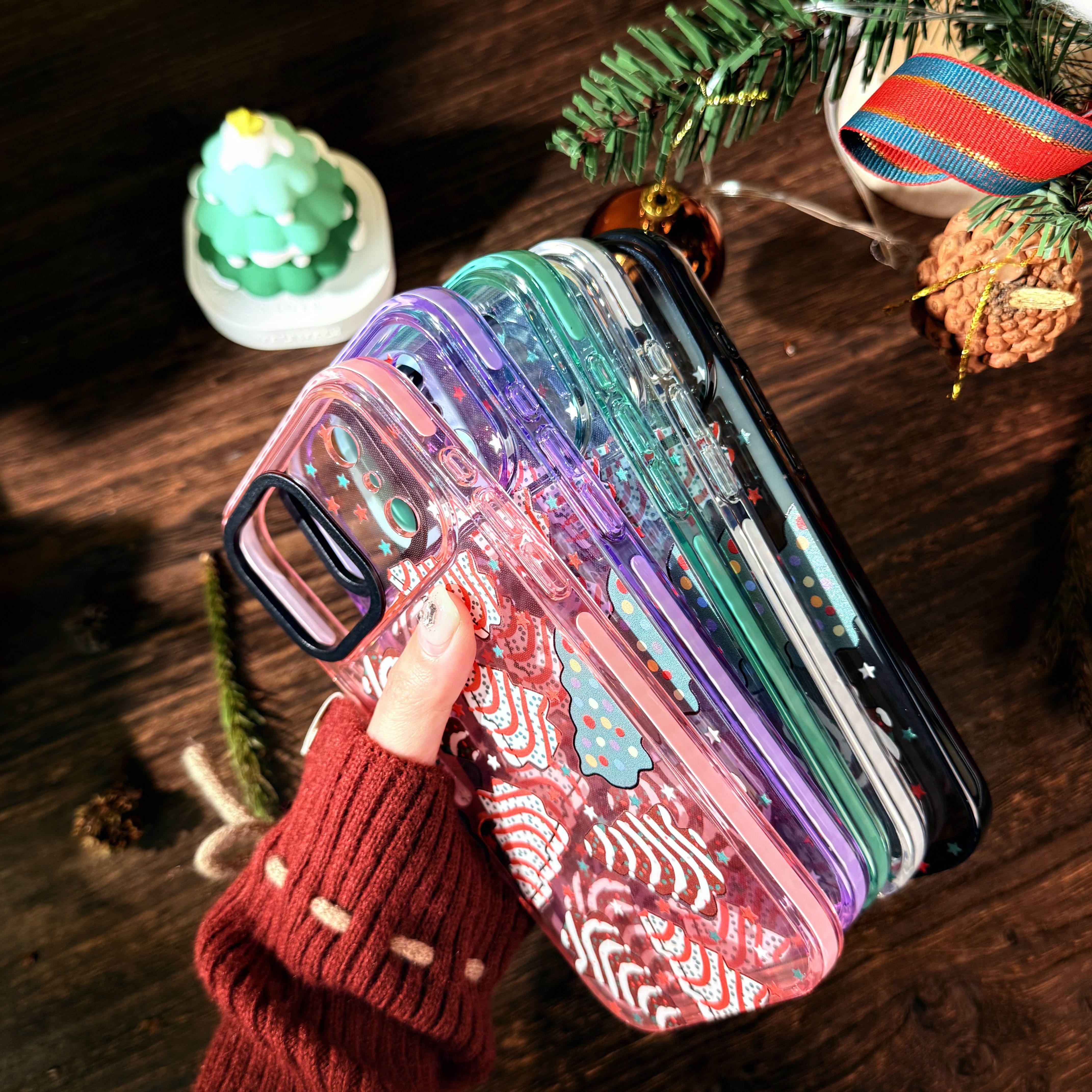 Christmas Tree Phone Case for iPhone 17Pro Max Air 16 15Plus 14 13 12 11, Two-color TPU, Shockproof Drop, Protection Durable, Christmas Gifts for Girls.JL28