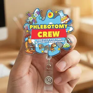 Lab Week 2026 Badge Reel, MLT & Phlebotomist Retractable ID Holder, Medical Tech Science Gift for Scientist