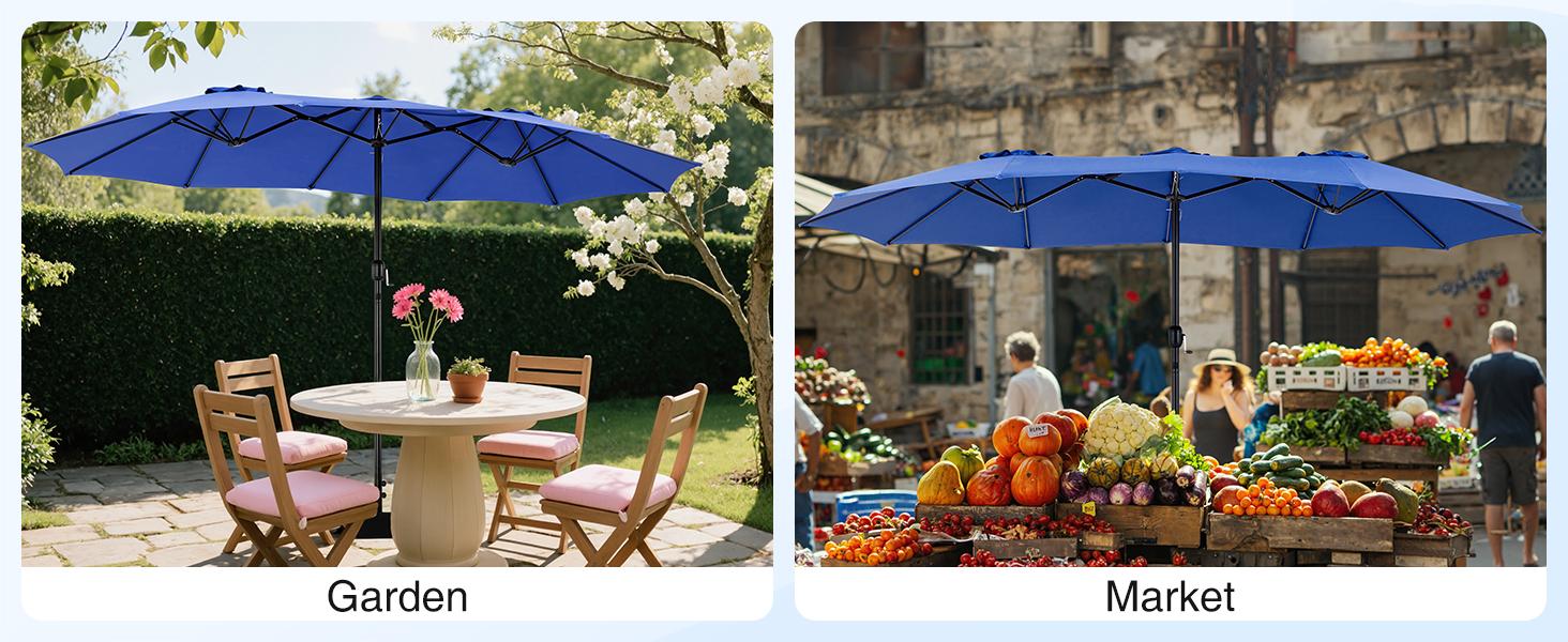 15ft Large Patio Umbrella with Base Included, Rectangle Table Umbrella Outdoor Patio, Outside Umbrellas for Deck, Market, Backyard 15ft Large Patio Umbrella with Base Included, Rectangle Table Umbrella Outdoor Patio, Outside Umbrellas for Deck, Market, Backyard