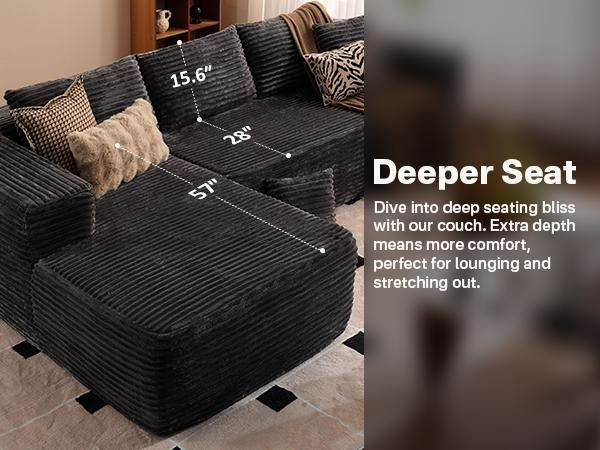 【2 Package Shipping】Ovios 106" Cloud Sectional Boneless Couch with Chaise & Ottoman, L/U-Shape Plush Corduroy Velvet Modern Modular Sofa with Deep Seat, Upholstered Couches for Living Room Bedroom, No Assembly Required 【2 Package Shipping】Ovios 106" Cloud Sectional Boneless Couch with Chaise & Ottoman, L/U-Shape Plush Corduroy Velvet Modern Modular Sofa with Deep Seat, Upholstered Couches for Living Room Bedroom, No Assembly Required