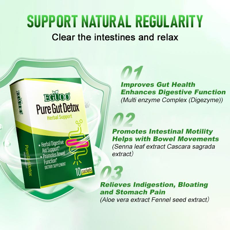 EGUOO 10-Day Fast Colon Cleanse & Detox Powder - Contains Multi Enzyme Complex and Prebiotic Complex- 10 Packets