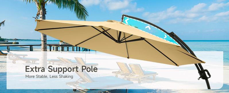 【Adjustable Tilt & Double-Sided】ONBRILL 13/10FT Cantilever Patio Umbrella with Base Included, Heavy Duty Large Outdoor Umbrella Offset for Pool, Patio, Backyard,Outdoor Furniture,Garden Furniture,Summer,Mother's Day Gift