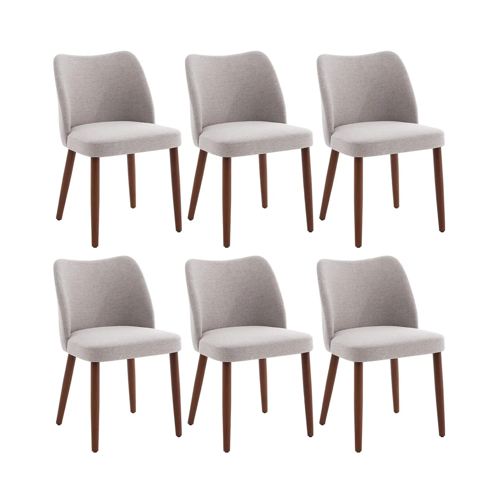 Upholstered Dining Chairs Set of 6 – Wingback, Thick Cushions, Wooden Legs, Leveling Feet – Fabric or PU Leather Kitchen & Dining Room – Green/Taupe/Dark Grey Upholstered Dining Chairs Set