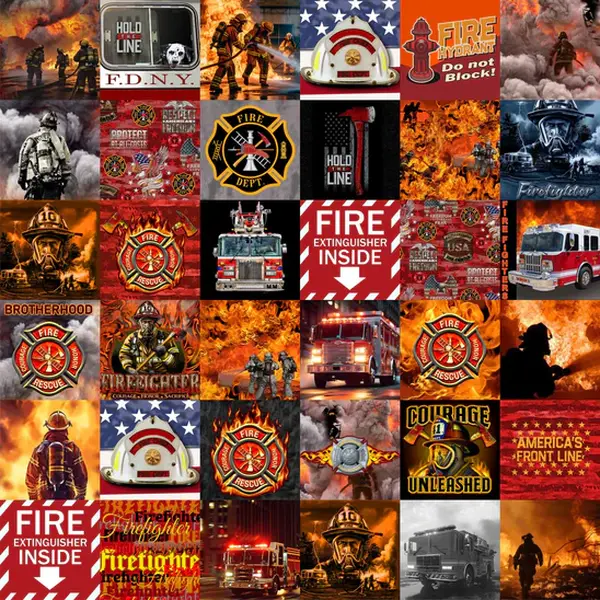 Fabric Sykel Enterprises Firefighter 60" Cheater Quilt by the Quarter Yard 1363FF