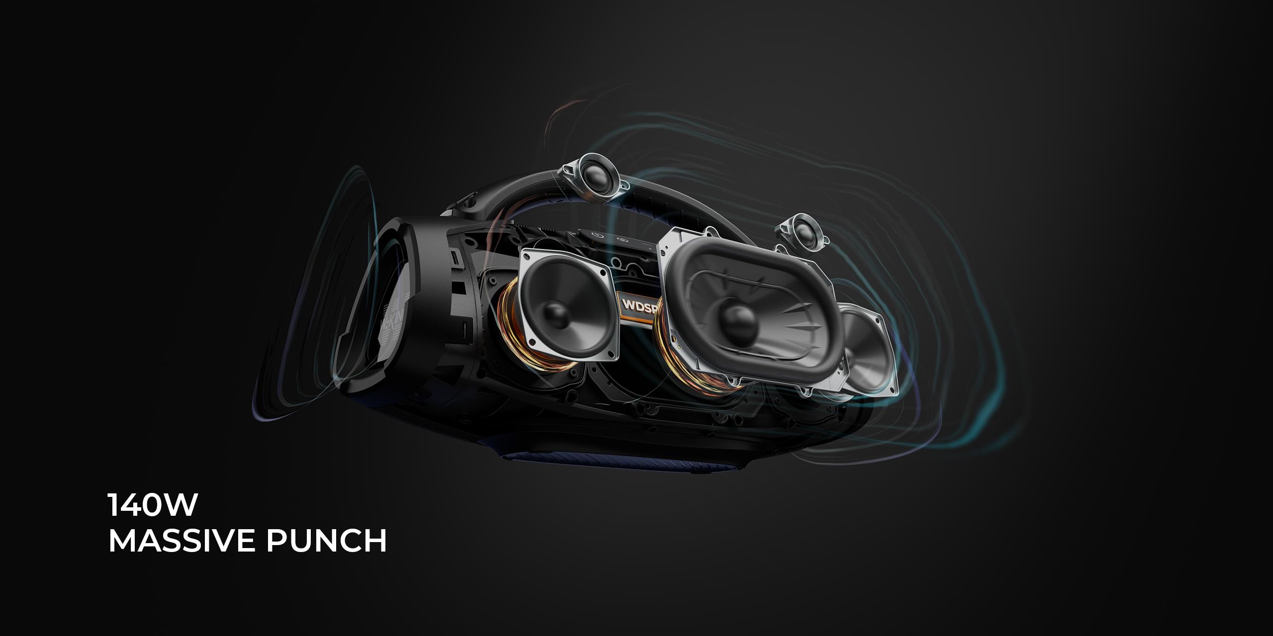 W-KING X20s 140W Powerful Bluetooth Speaker, BT5.4 IPX7 Waterproof Type-C Fast Charge for Outdoor Home Party  Audio