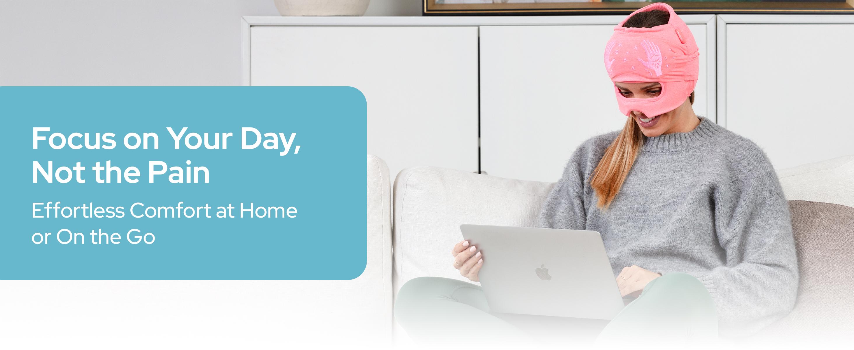 Soothefy Migraine Headache Relief Cap - Built-in Slide-Up Eye Mask - 360° Cooling & Compression Hangover Hat for Hot & Cold Therapy, Ice Head Wrap for Tension and Stress, Gift Soothing Sleep Aid Products