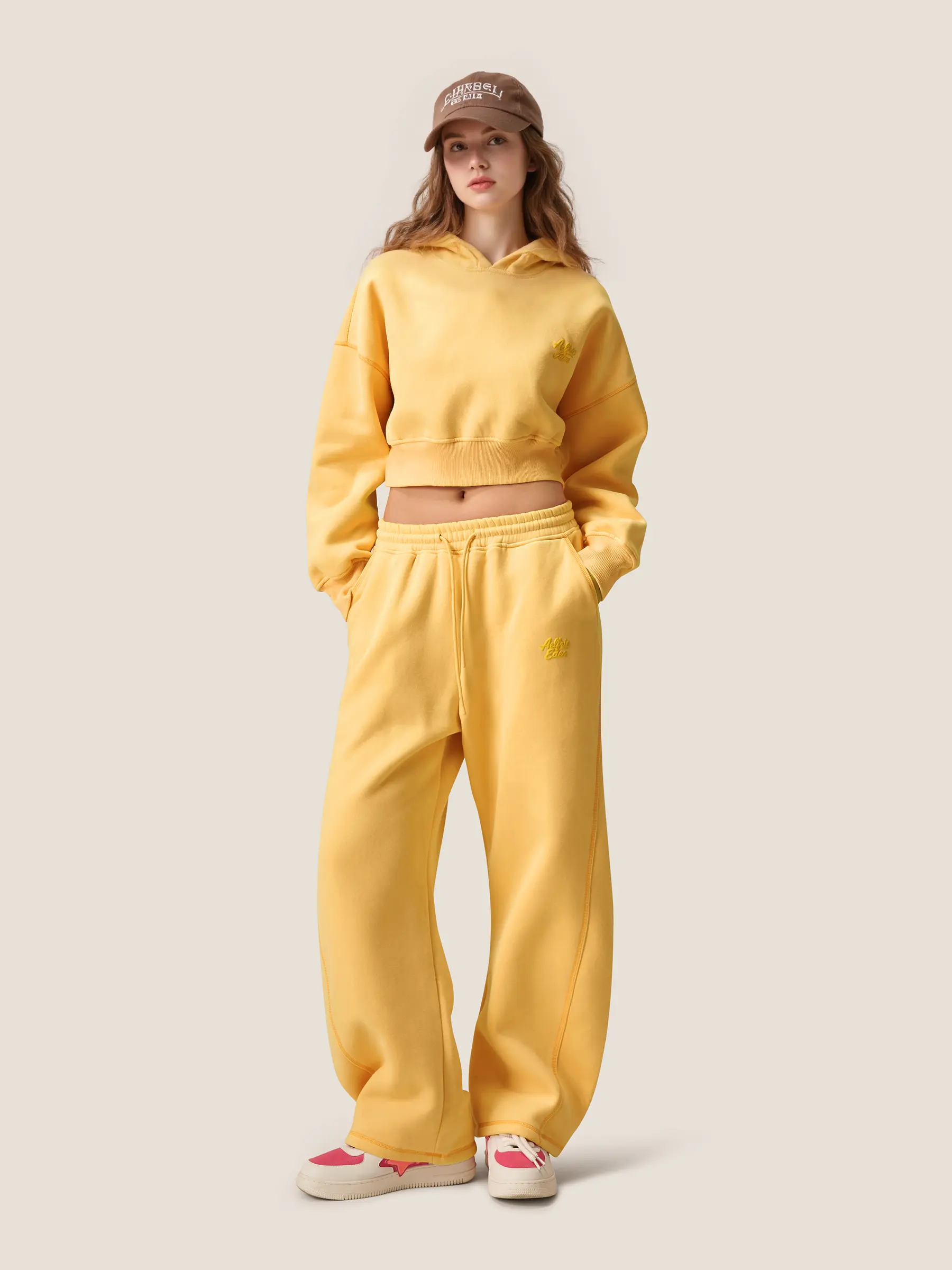 Aelfric Eden Y2K Cropped Hoodie Baggy Barrel Sweatpants Set 2 Piece Outfits Cozy Fleece Lounge Sweatsuit,summerwins,travel essentials,camping essentials