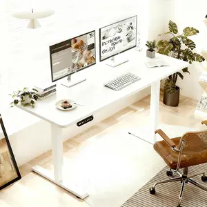 Muro Home 55"×24" White Double Beam Electric Standing Desk Height Adjustable Desk for home and office Standing desk frame with Sliced Board