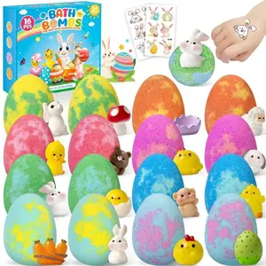 16Pcs Easter Bath Bombs for Kids - BunnyBurst Surprise Bath Bombs with Toys & Temporary Tattoos | 8 Fruit Scents Kids Bath Gift Set，Easter bath bombs for kids，BunnyBurst bath bombs，Kids bath bombs with toys inside