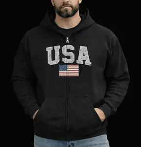 USA Flag Full-Zip Hoodie — American Flag Zip-Up Hoodie