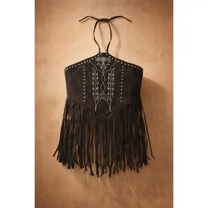 BOOT STITCHED FRINGE TOP *Final Sale* Elegant Casual Sleeveless Everyday Embroidery Denim