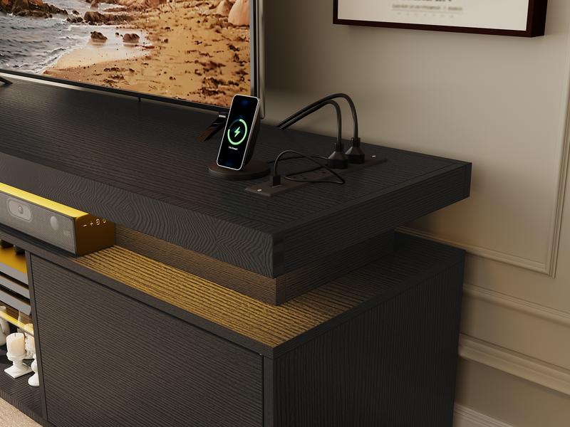 Yitahome TV Stands for Living Room, 65 55 50 inch TV Stand, Modern Entertainment Center w/Power Outlets, LED Television Stands with Storage, Wood TV Stand, Gaming Media Stand