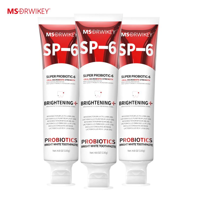 MSDRWIKEY SP-6 Probiotic Fresh Breath Toothpaste Set - 130g x 3 | Enamel Repair & Long-Lasting Freshness | Complete Oral Care