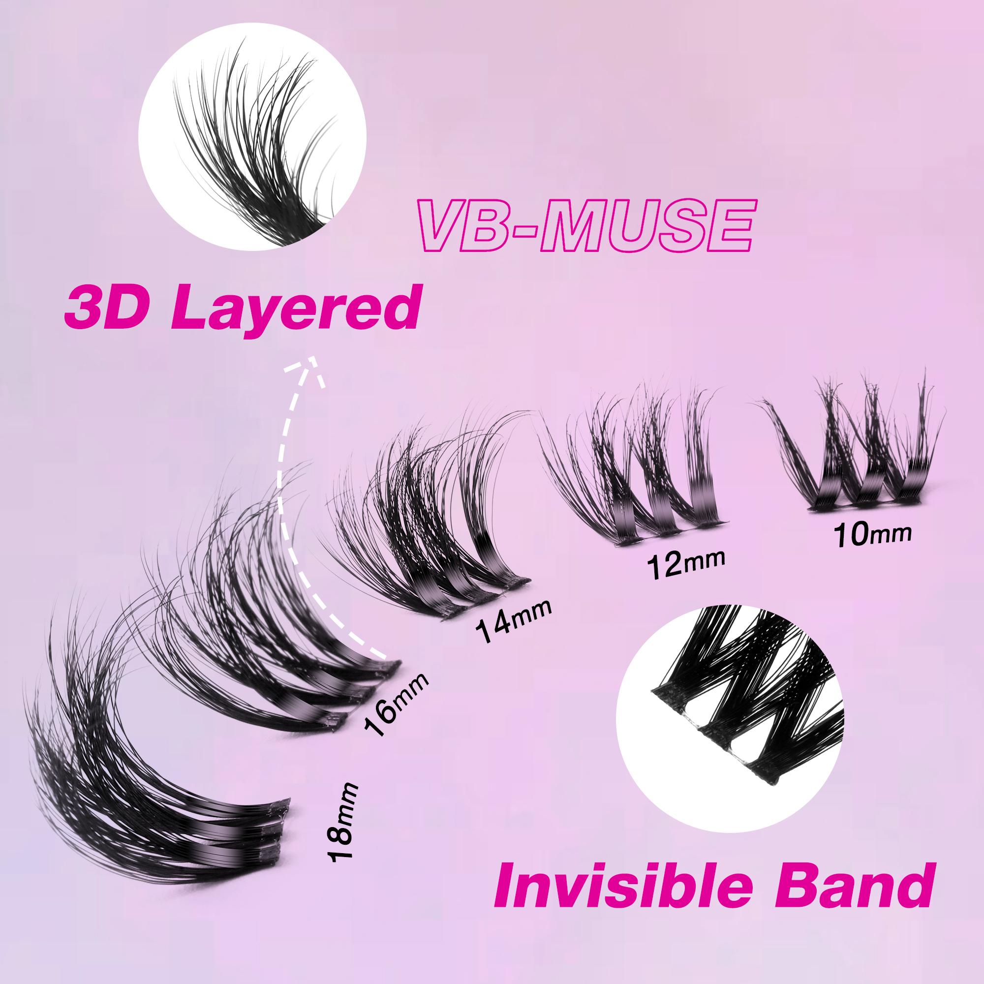 Veyesbeauty Cluster Lashes Individual Lash Extensions Layered Eyelashes Wispy Faux Mink Lash Newbie's Five-Second DIY Mixed Length for Self Application Makeup at Home Cosmetic Eyelashes Extensions