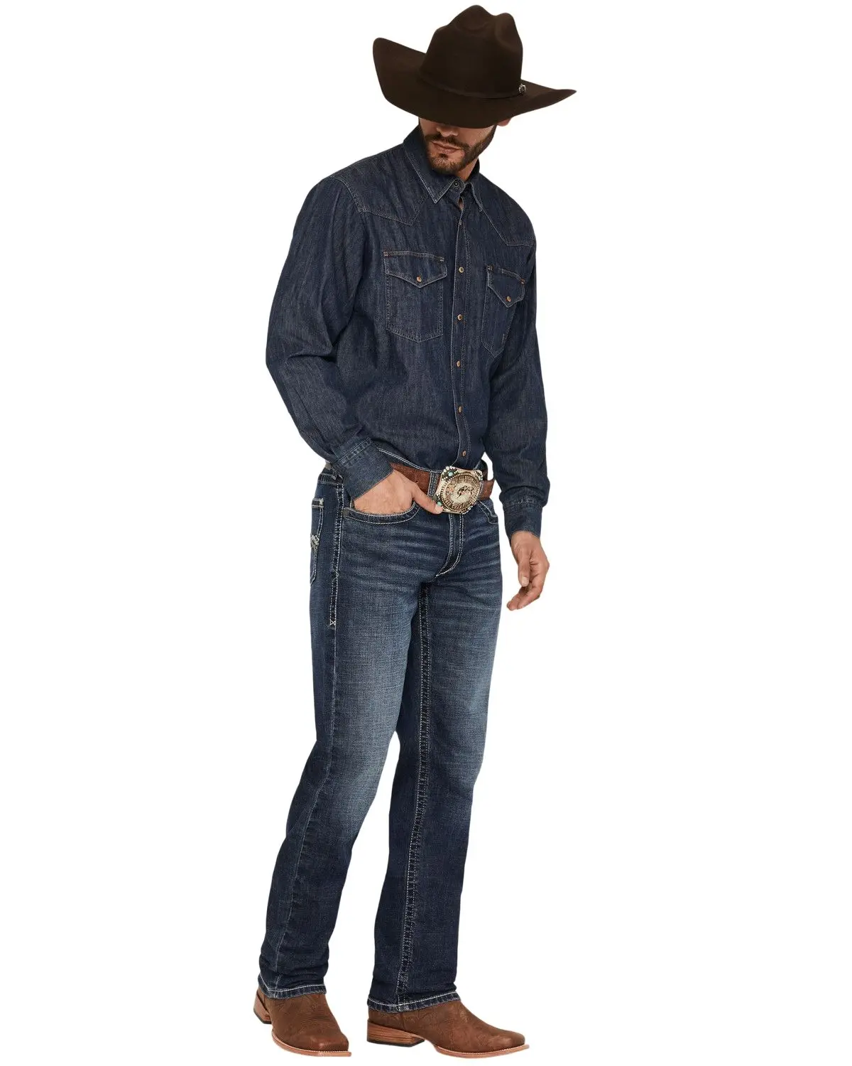 Ariat Men's Men'S M4 Harlan Landon Dark Wash Relaxed Straight Stretch Denim - 10074799
