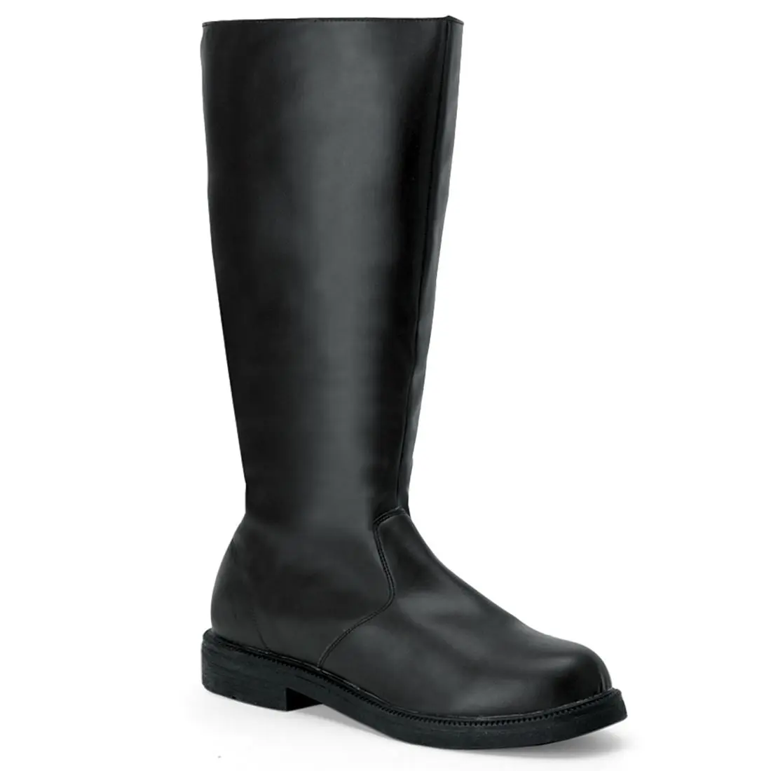 Men's Pirate Captain Knee-High Boots | Alternative Style Vegan Leather Footwear for Costumes with Fold-Over Cuff, Side Zipper & 1" Heel, Boot, Stylish, Fashion Apparel, Synthetic, Costume Wear, Solid, Flat, Rubber Sole