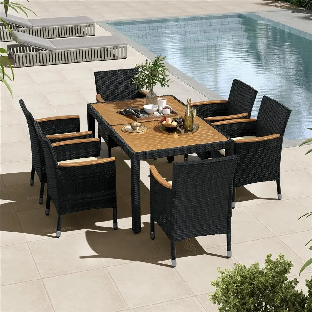 【3 Packages Delivery】Yaheetech 5/7/9-Piece Patio Furniture Set, Outdoor Dining Table with 6 Chairs, Rattan Conversation Set with Soft Cushions for Backyard Deck Garden,,home decor,camping essentials