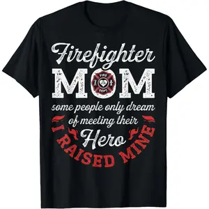 Summer Short Sleeves Firefighter Mom Mother's Day Thin Red Line Firefighting T-Shirt